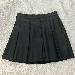 Hollister Vegan Leather Black Pleated Skirt